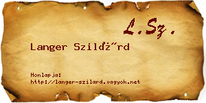 Langer Szilárd névjegykártya
