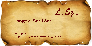 Langer Szilárd névjegykártya